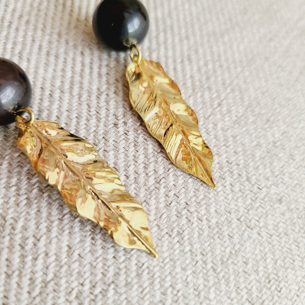 Gold Feather Earrings